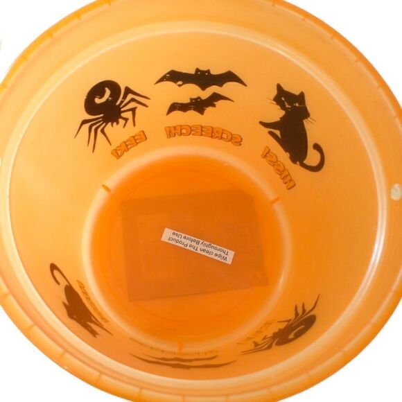 Vintage Halloween Bucket Pail Trick or Treat Black Cats Bats Translucent 1990s. - Picture 12 of 16